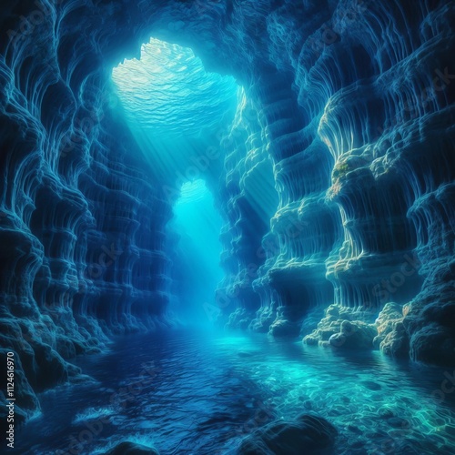 173 Underwater Caverns Waves affect the water's entrance into un photo