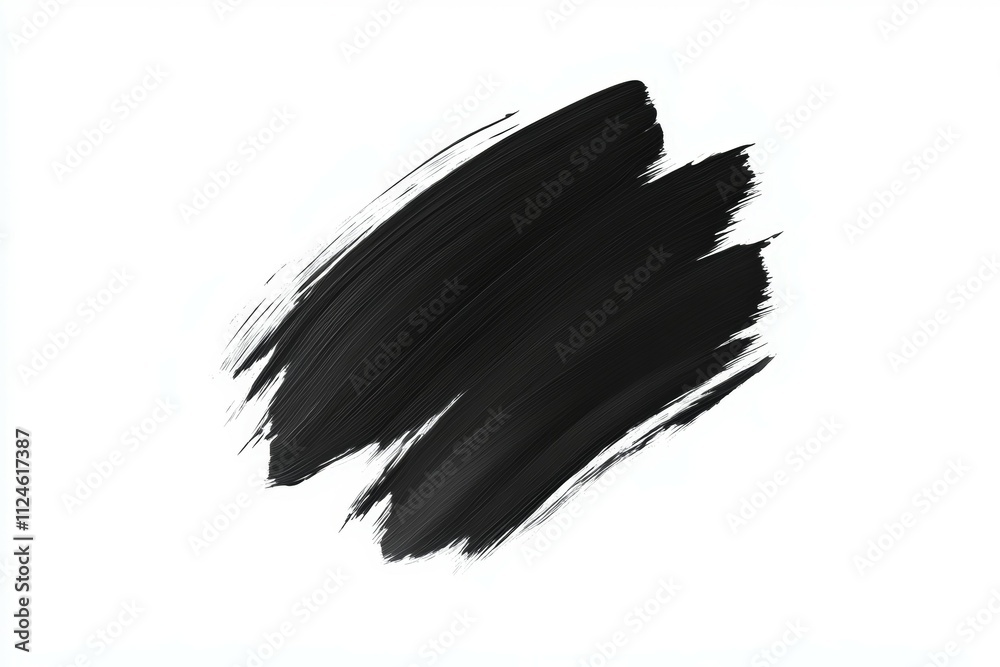 A black brush stroke on a white background A black brush stroke on a white background