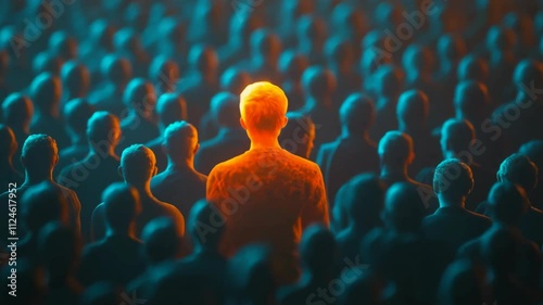 Unique Individual in Crowd Leadership Difference Standing Out