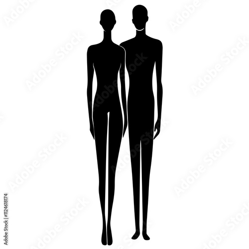 silhouette of a couple holding hands solid black vector illustration