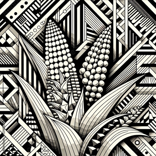 163 Geometric Corn Create an op art image of corn stalks using g