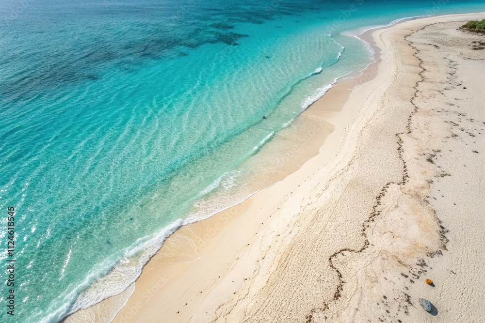 Turquoise Waters Lapping onto Beige Sand Background Turquoise Waters Lapping onto Beige Sand Background