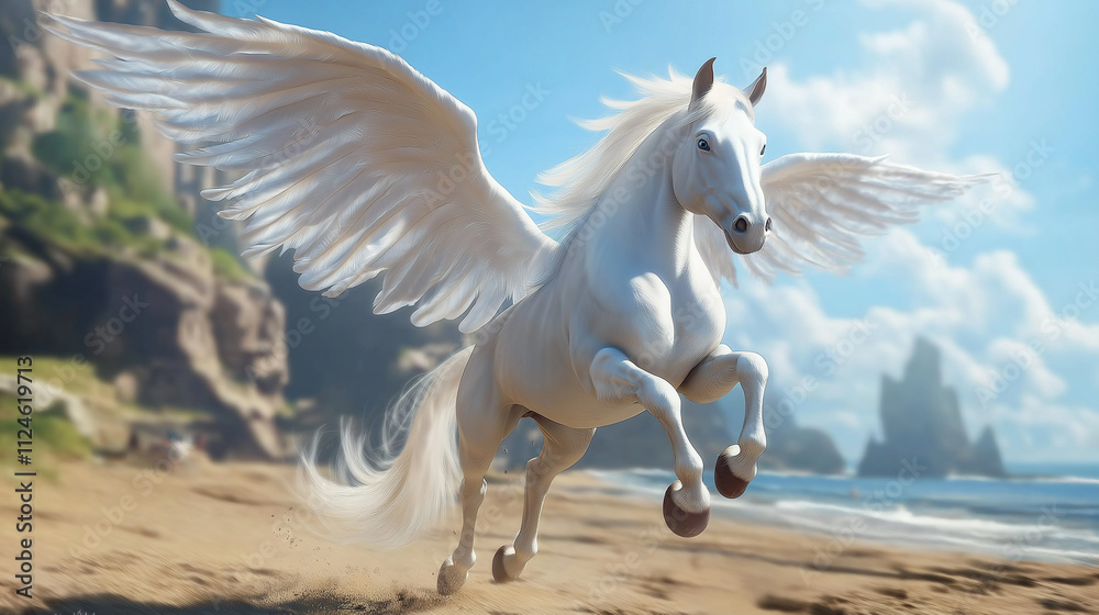 White Pegasus, horse with wings. White Pegasus, horse with wings.