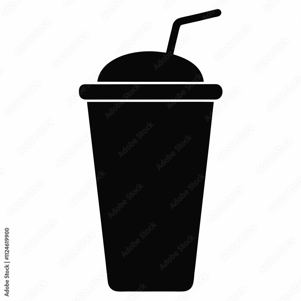 Black Silhouette Smoothie Cup Vector Art Illustration Black Silhouette Smoothie Cup Vector Art Illustration