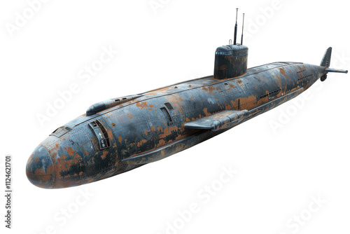 Hyperrealistic Nuclear Submarine Isolated on a White Background for Display and Educational Purposes photo