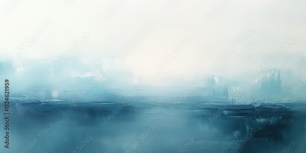 Fototapeta premium Abstract Oil Painting in Soft Pastel Colors with Turquoise and White, Serene Gradient Art Background