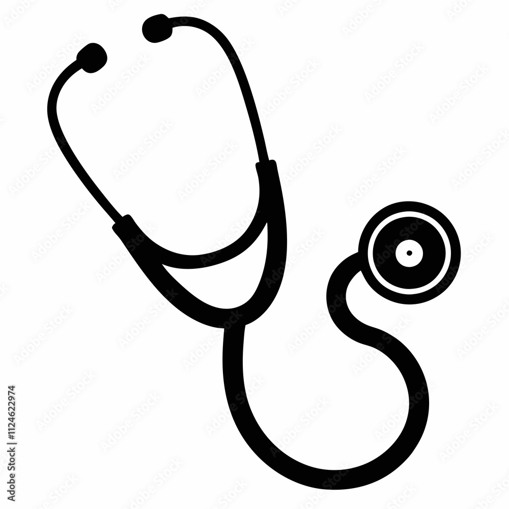 Black Silhouette Stethoscope Vector Illustration Black Silhouette Stethoscope Vector Illustration
