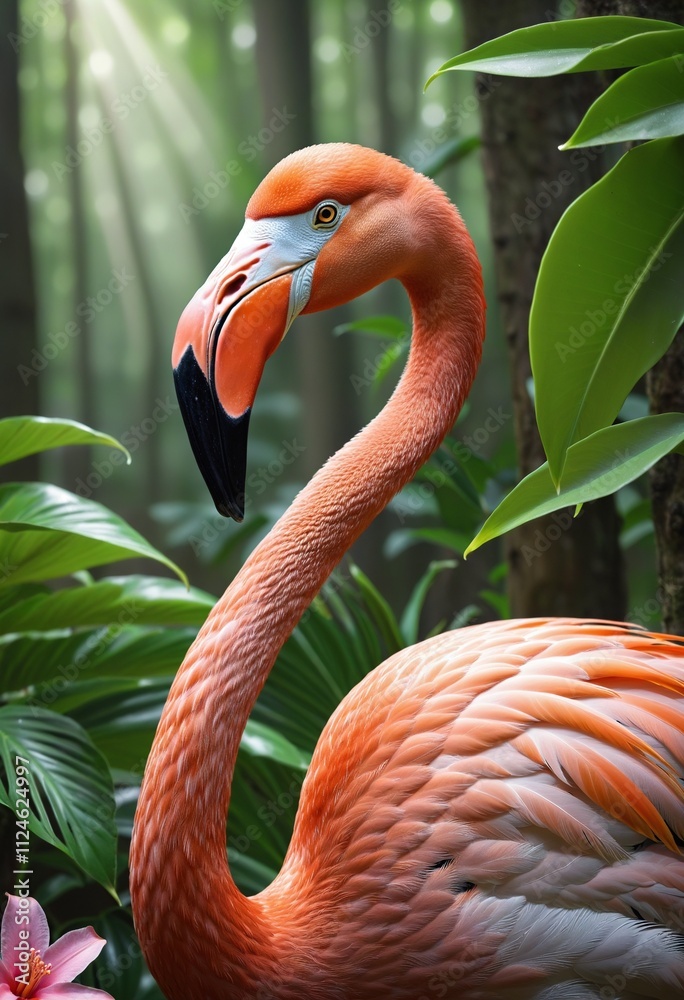 Obraz premium Safari Splendor: A Close-Up Look at Wildlife in Their Natural Habitat, Flamingo In Nature
