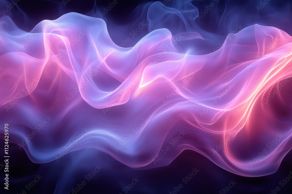 Ethereal flowing waves of pink and blue light create a dreamy, abstract visual effect. Ethereal flowing waves of pink and blue light create a dreamy, abstract visual effect.