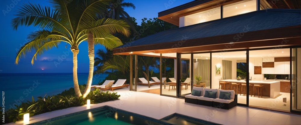 Fototapeta premium Luxurious Tropical Retreat with Ocean View