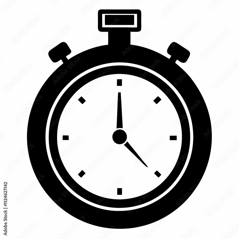 Black Silhouette Stopwatch Vector Design Illustration Black Silhouette Stopwatch Vector Design Illustration