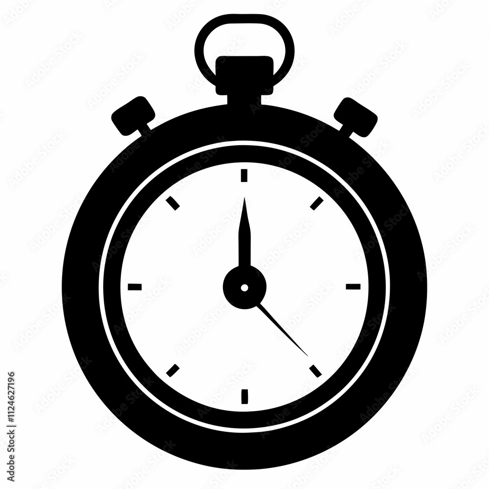 Black Silhouette Stopwatch Vector Design Illustration Black Silhouette Stopwatch Vector Design Illustration