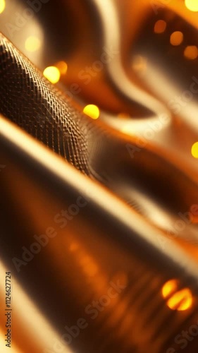 Wallpaper Mural Golden Shimmer: Abstract close-up of a luxurious, shimmering, gold fabric with warm, out-of-focus bokeh lights in the background. The texture is smooth and inviting. Torontodigital.ca