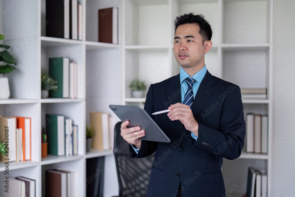 Business professional engaged in strategy planning modern office image of productivity calm environment focused perspective Business professional engaged in strategy planning modern office image of productivity calm environment focused perspective