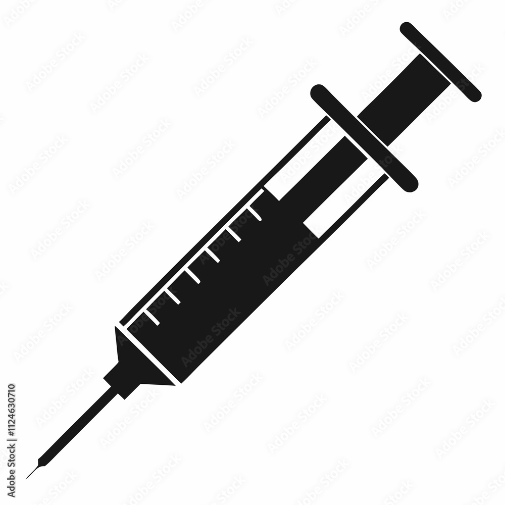 Black Silhouette Syringe Vector Illustration Black Silhouette Syringe Vector Illustration