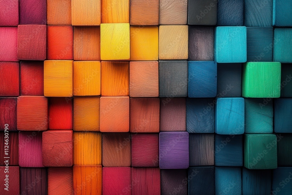 Vibrant Wooden Blocks Gradients Colourful Mosaic Background Vibrant Wooden Blocks Gradients Colourful Mosaic Background