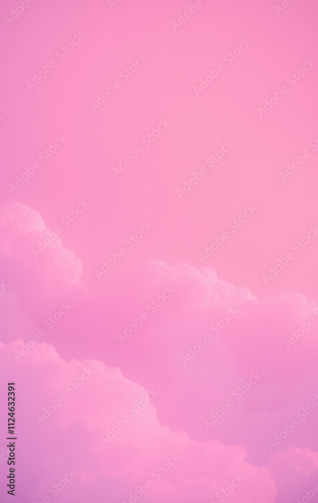 Naklejka premium Pink Sky Soft Cloudscape Serene Sunset Hues