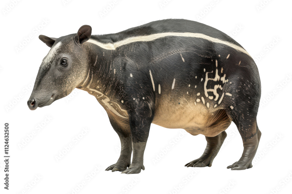 Fototapeta premium Hyperrealistic Tapir Isolated on Pure White Background for Nature and Wildlife Imagery Usage
