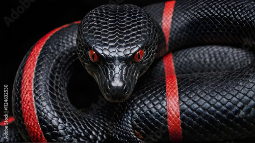 Black Cobra with red lines