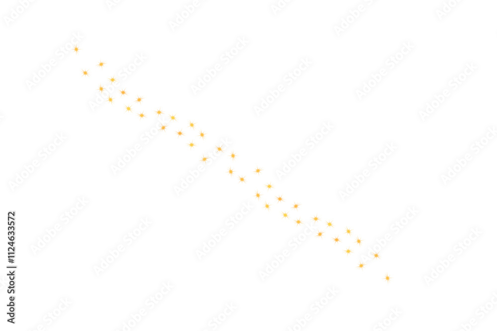 Naklejka premium Sparkling gold magical sparkle, glitter special light effect for cards. Abstract yellow stars dust trail sparkling particles on PNG