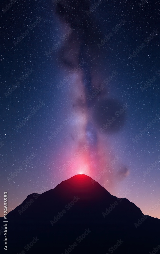 Majestic Mountain Silhouette Under Starry Night Sky Majestic Mountain Silhouette Under Starry Night Sky