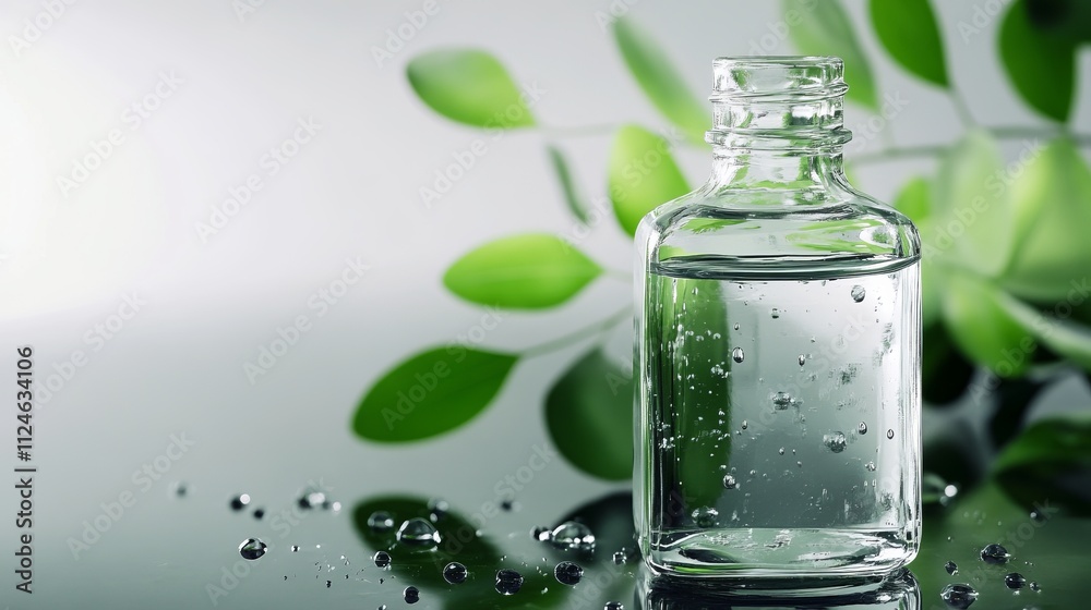 A Pristine Clear Liquid Bottle, Nestled Amidst Nature's Embrace, Captures a Moment of Tranquility and Wellness A Pristine Clear Liquid Bottle, Nestled Amidst Nature's Embrace, Captures a Moment of Tranquility and Wellness