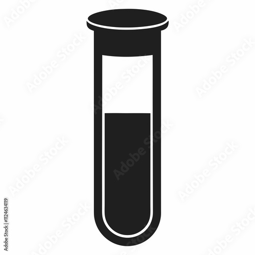 Black Silhouette Test Tube Vector Illustration Design