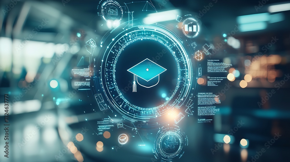 Obraz premium Digital Future with Interconnected Nodes and Lines Representing Data Flow
