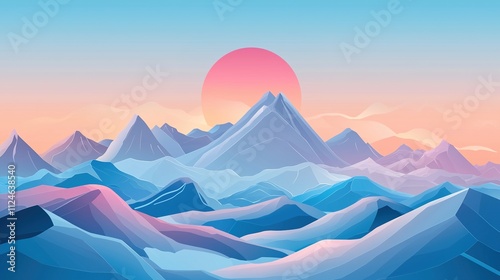 Rocky mountains winter landscape. Flat design illustration. Generative Ai