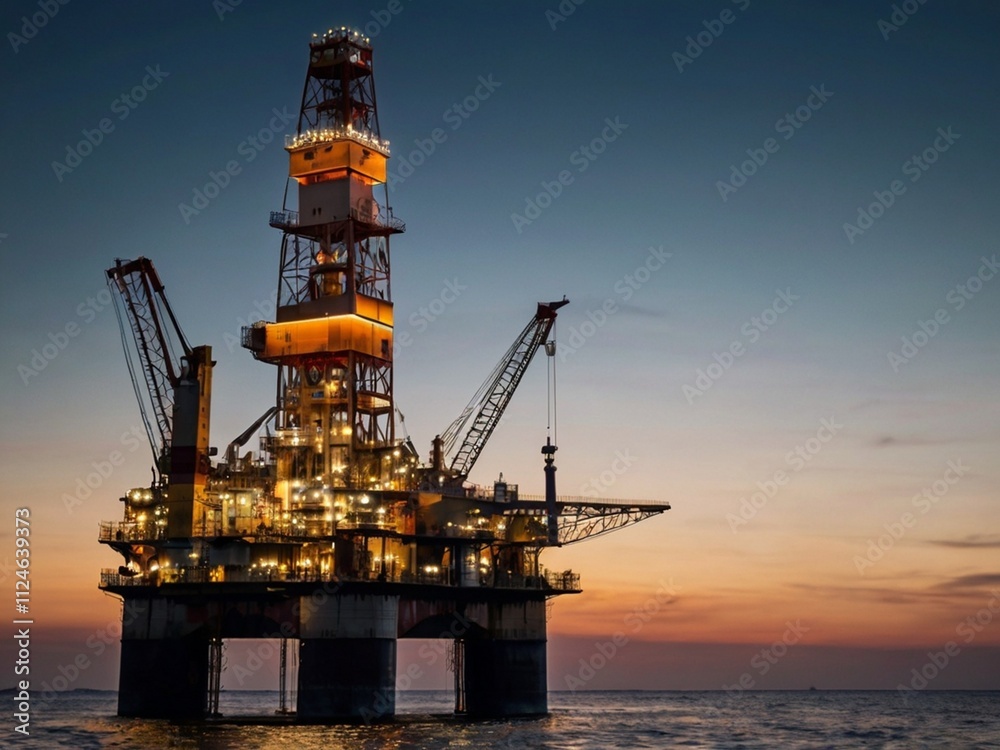 oil rig at sunset
