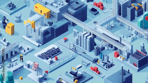 Isometric Illustration Of A Modern Automated Factory