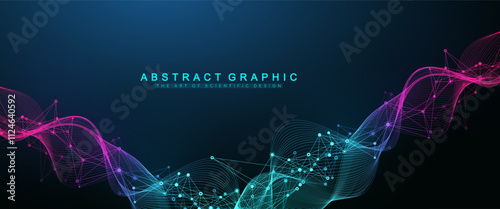 Abstract tech network connection dots. Digital technology and big data analysis background. White background with plexus lines. Geometric background with abstract mesh