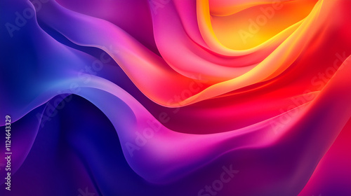 Abstract background digital art purple azure and yellow, three-dimensional wave wallpaper for futuristic tech trend romantic sunset  photo