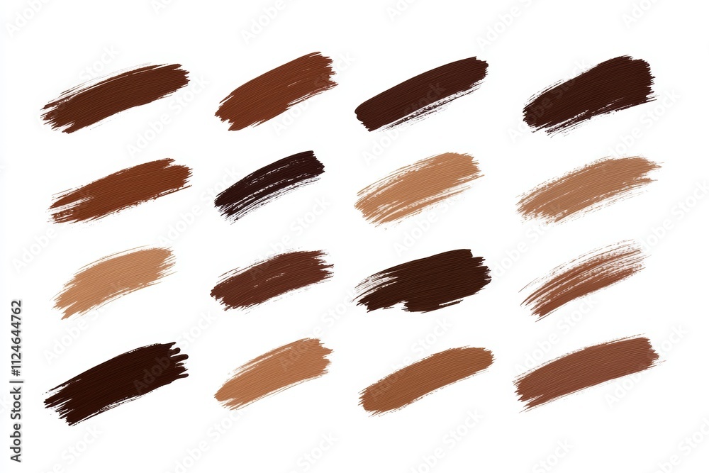 A row of brown brush strokes on a white background A row of brown brush strokes on a white background