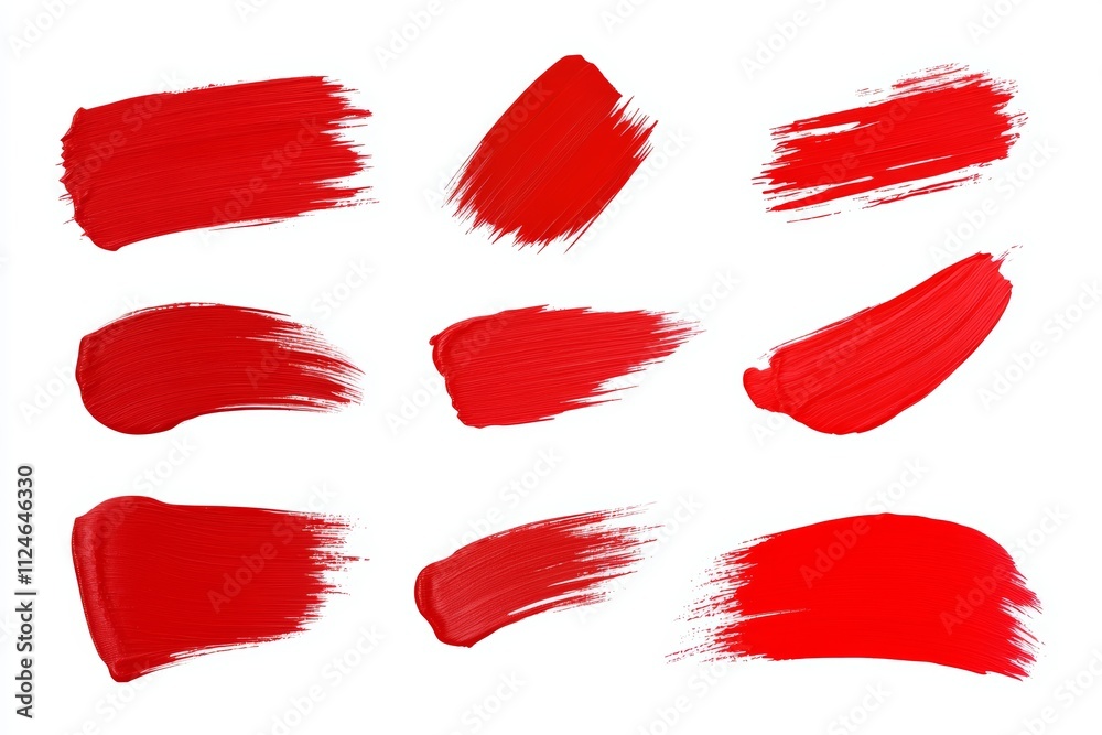 A set of red brush strokes on a white background A set of red brush strokes on a white background