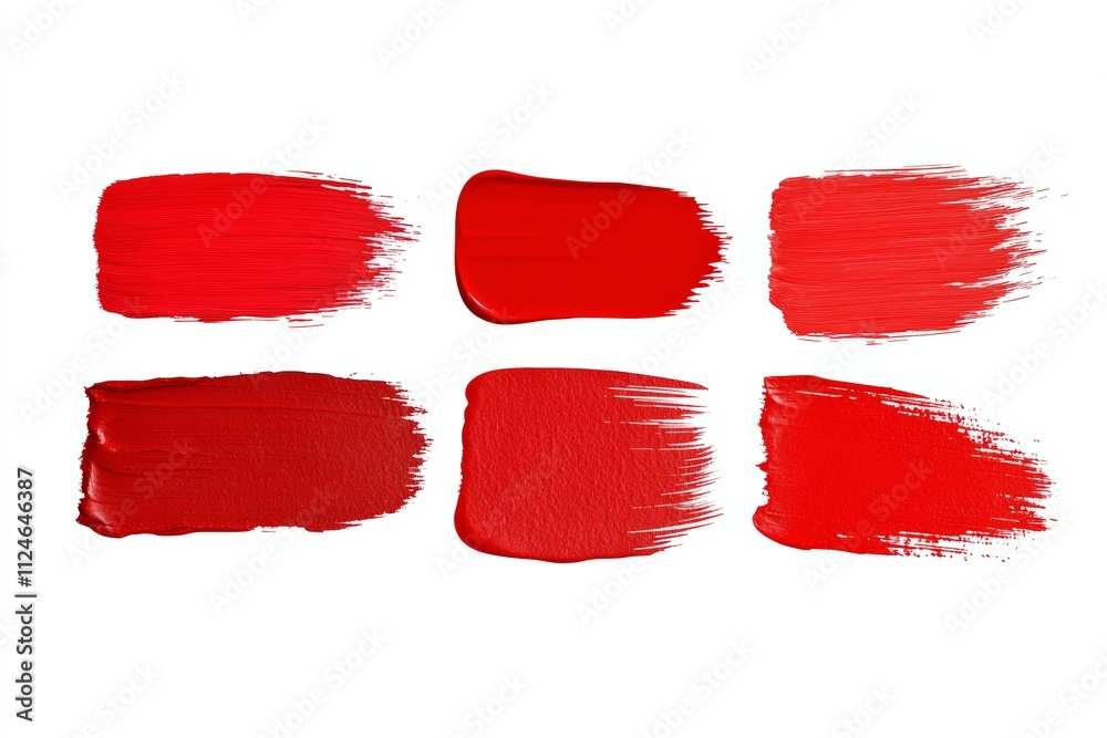 A row of red paint brushes with the top one being the darkest A row of red paint brushes with the top one being the darkest