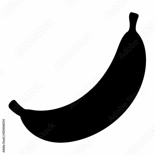 Black Silhouette Vector Illustration of a Banana