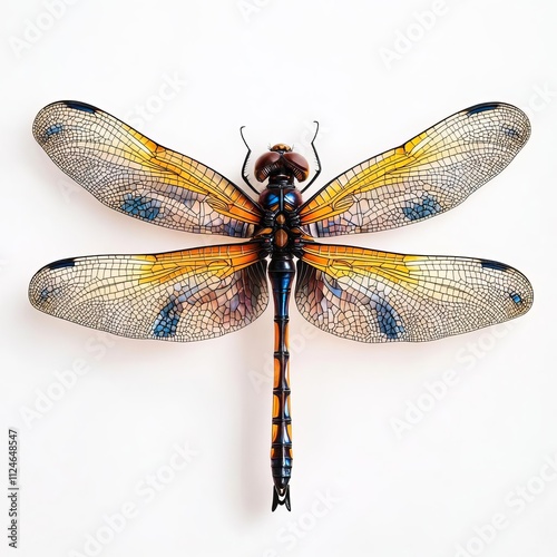 A dragonfly s wings visualized as stained glass, intricate and delicate photo