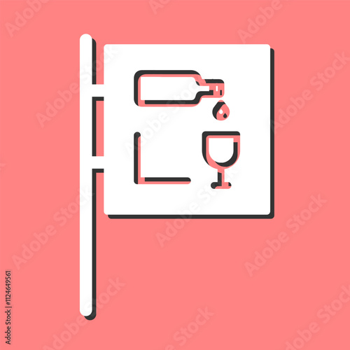 Wine Bar Sign Vector Icon