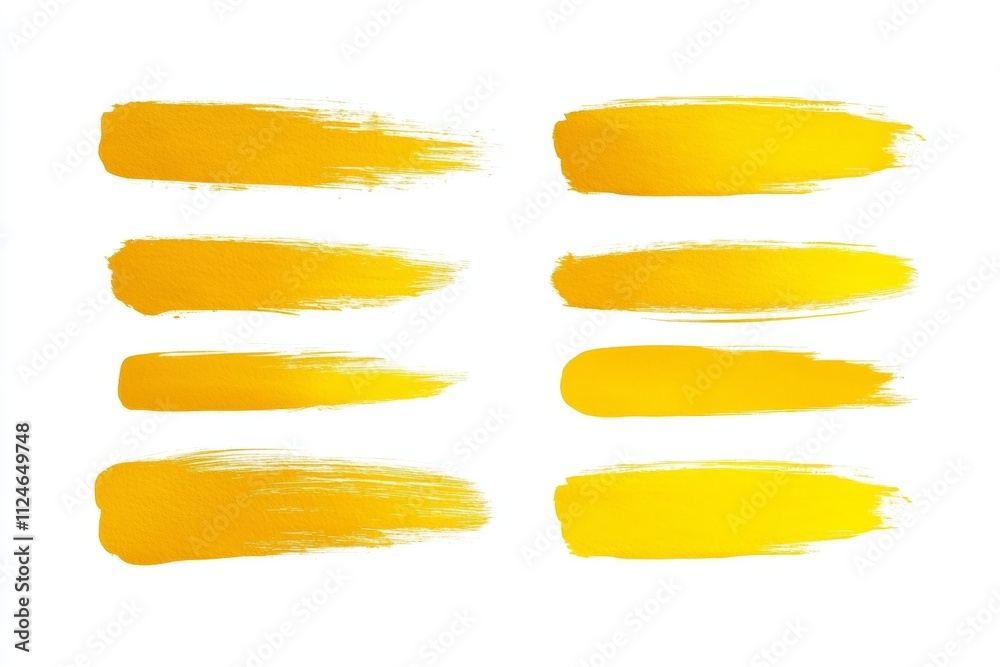A set of yellow brush strokes on a white background A set of yellow brush strokes on a white background