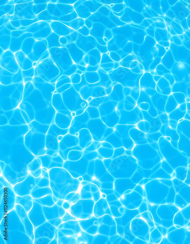 Fresh water background. Bright blue pattern with natural rippled water texture. Clear drinking water. Top view with copy space, photo