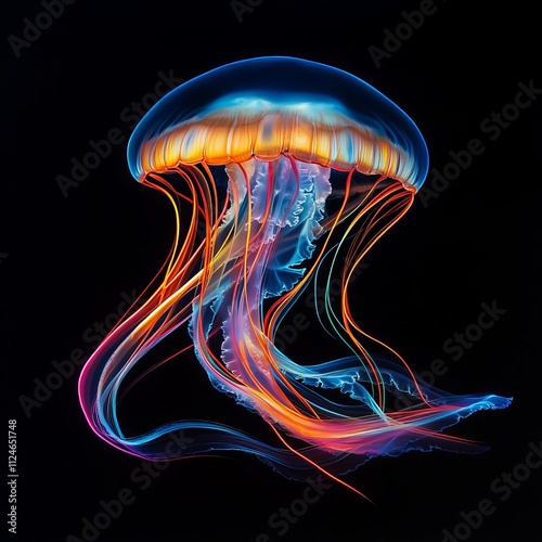 A jellyfish s tentacles abstracted as flowing ribbons of light photo