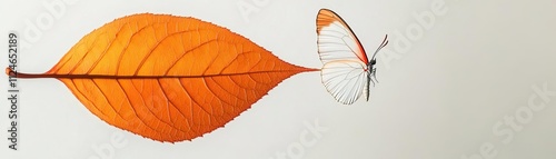 A leaf turning into a butterfly, blending plant and insect metamorphosis photo