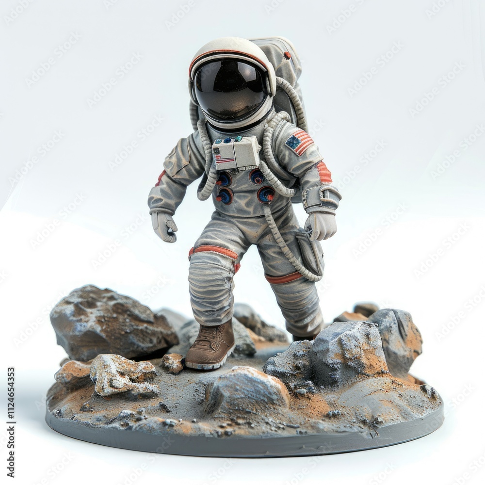 Naklejka premium Astronaut figure explores mysterious location.