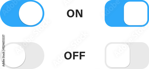 On and Off toggle buttons vector design