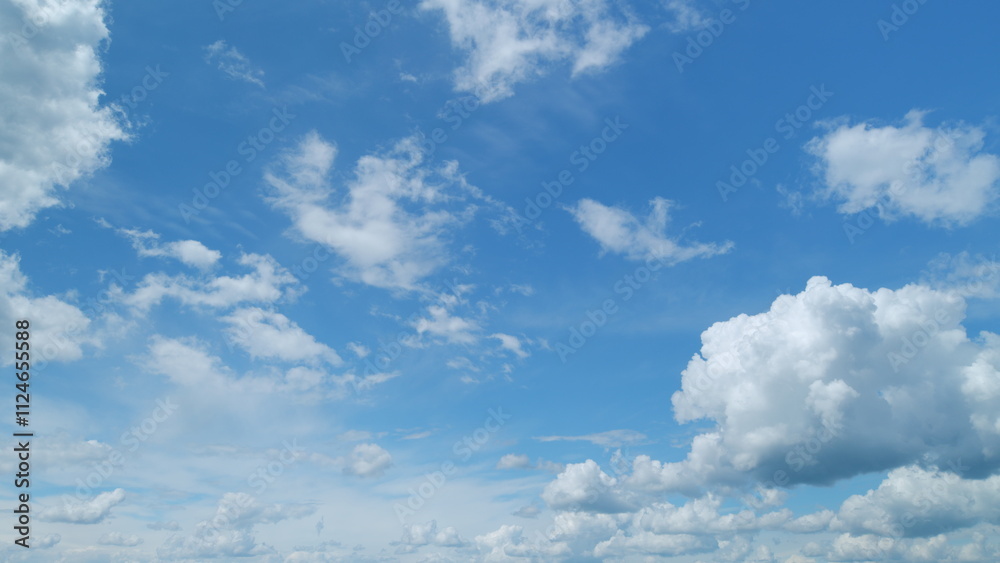 Clouds move lower and faster in the wind. Beautiful colourful fluffy clouds. Timelapse. Clouds move lower and faster in the wind. Beautiful colourful fluffy clouds. Timelapse.