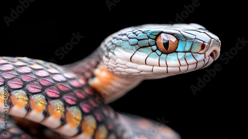 A snake whose scales resemble shimmering gemstones, blending danger with beauty photo