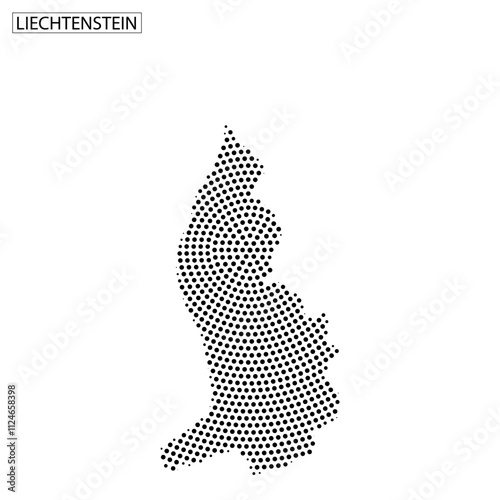 Outline of Liechtenstein highlighted in a dotted pattern on a simple background