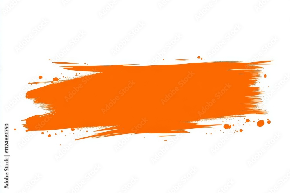An orange brush stroke with white paint on a white background An orange brush stroke with white paint on a white background
