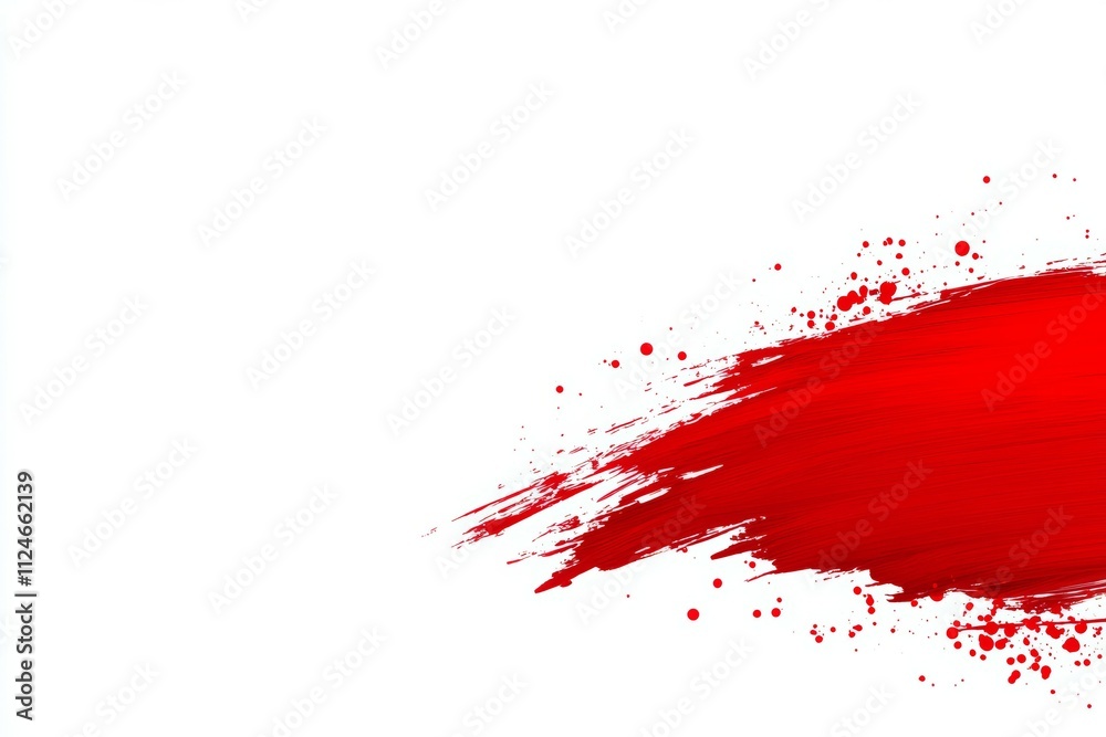 A red brush stroke on a white background A red brush stroke on a white background